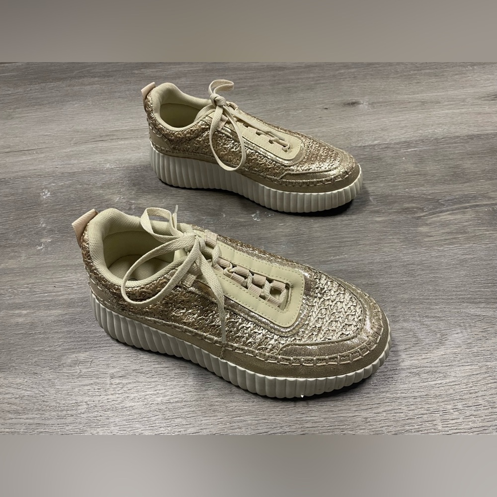 Rampage Cream and Gold Platform Sneakers